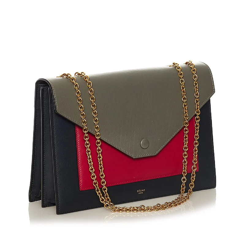 Flash Sale On Premium Bags Celine Tricolor Pocket Envelope Leather Shoulder Bag (SHG-vdfVYD)