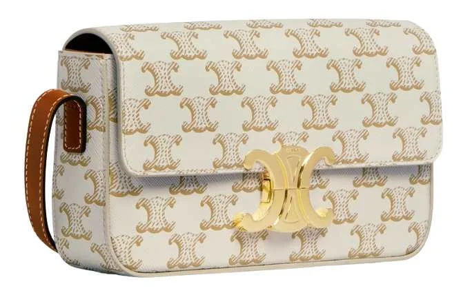 Seasonal Clearance Bags For Summer Celine Triomphe Shoulder Bag In Triomphe Canvas/Calfskin