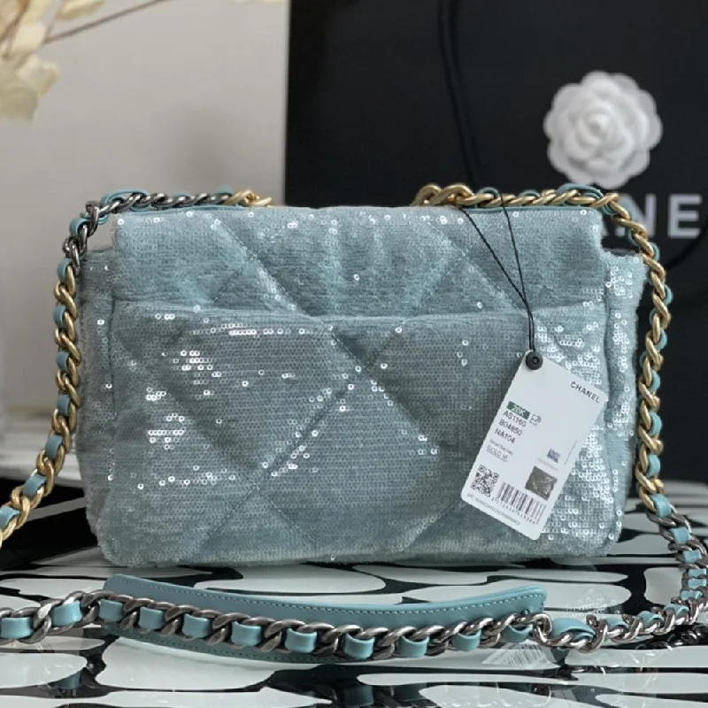 High-Quality Bags Chanel 19 Flap Bag aqua blue