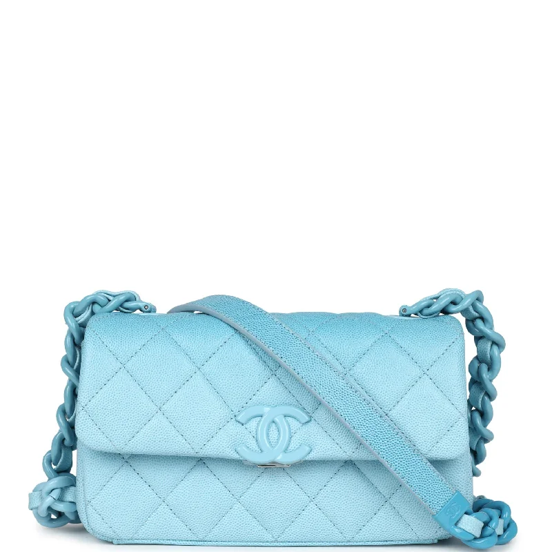 Limited Edition Bags For Collectors Chanel Mini Flap Bag Blue Ombre Caviar Lacquered Metal Hardware