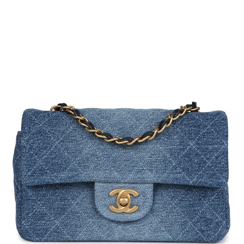 Bag For Luxury Lovers Chanel Mini Rectangular Flap Bag Blue Denim Antique Gold Hardware