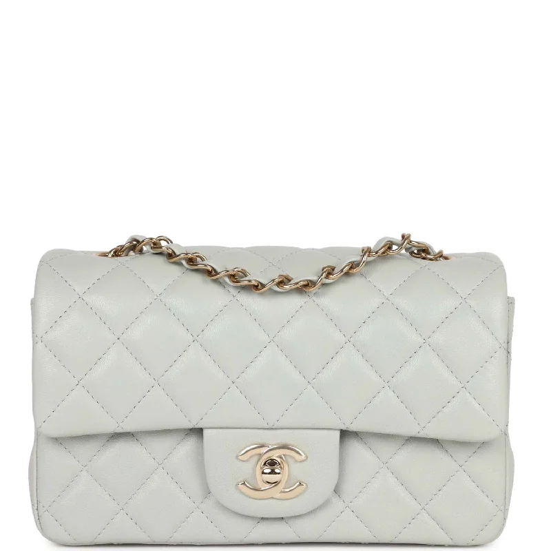 Handbag For Fashion Chanel Mini Rectangular Flap Bag Light Grey Lambskin Light Gold Hardware