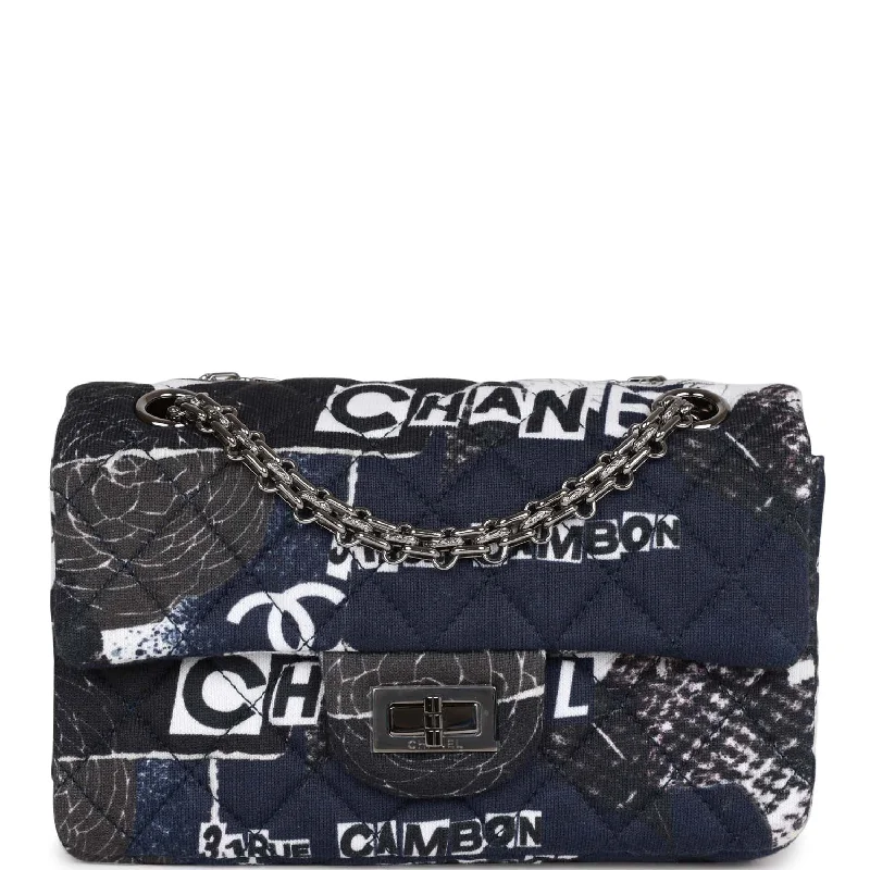 Tote Bag For Office Use Chanel Mini Reissue 2.55 Flap Bag Navy Graffiti Jersey Ruthenium Hardware