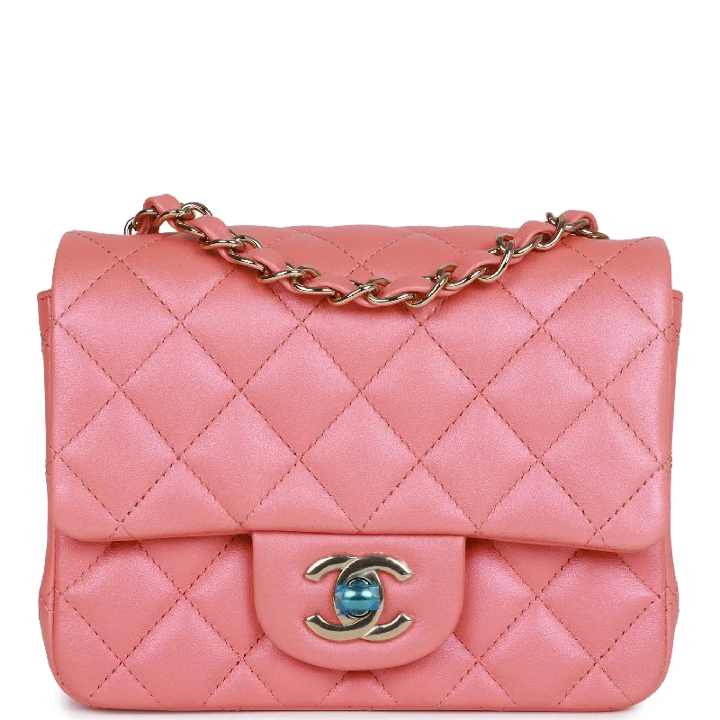 Bag Deals Chanel Mini Square Flap Bag Pink Lambskin Light Gold Hardware