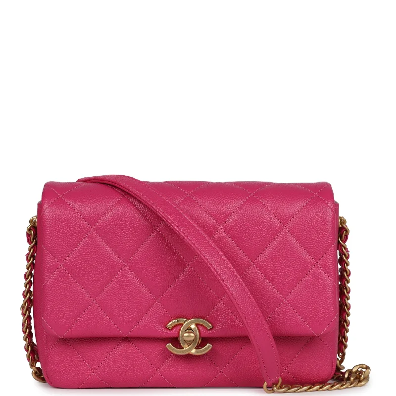 Cyber Monday Discounts On Bags Chanel Small Melody Flap Bag Dark Pink Caviar Aged Gold Hardware