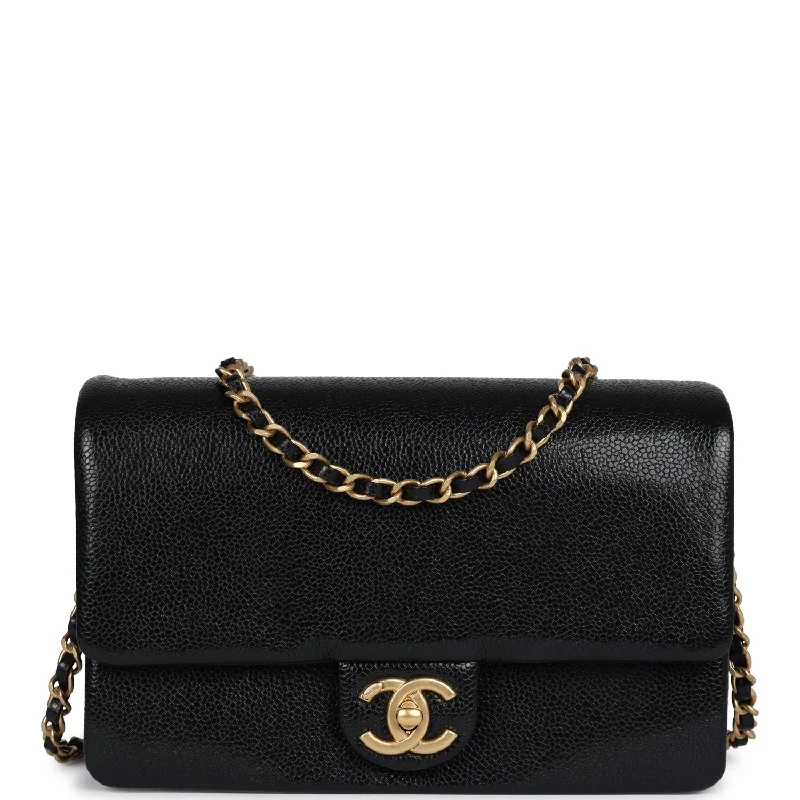 Stylish Yet Affordable Bags Chanel Small Flap Bag Black Shiny Caviar Brushed Gold Hardware