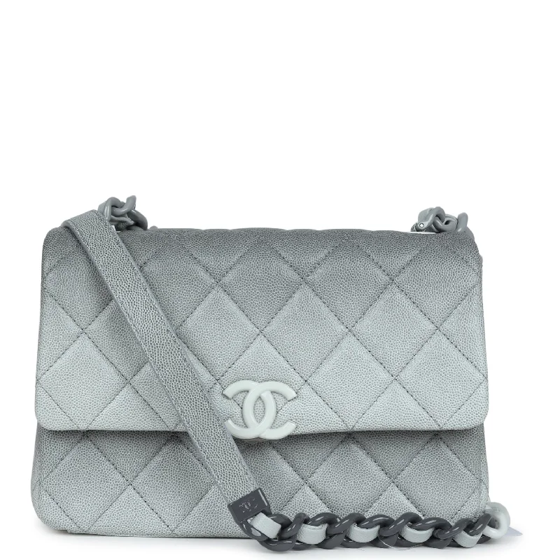 Stylish Bag For Women Chanel Small Flap Bag Grey Ombre Caviar Lacquered Metal Hardware