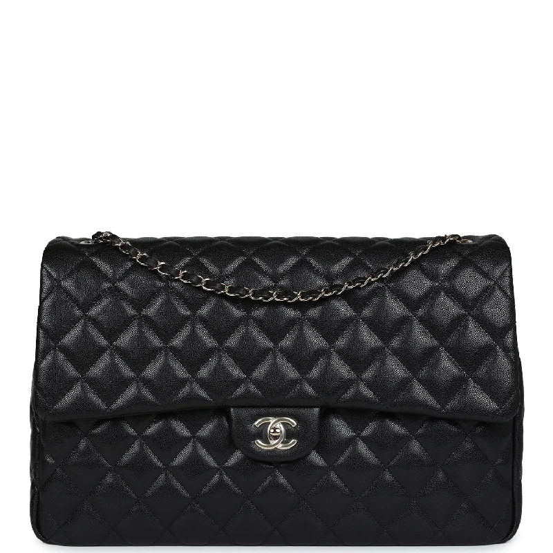 Luxurious But Budget-Friendly Bags Chanel XXL Flap Bag Black Shiny Caviar Light Gold Hardware