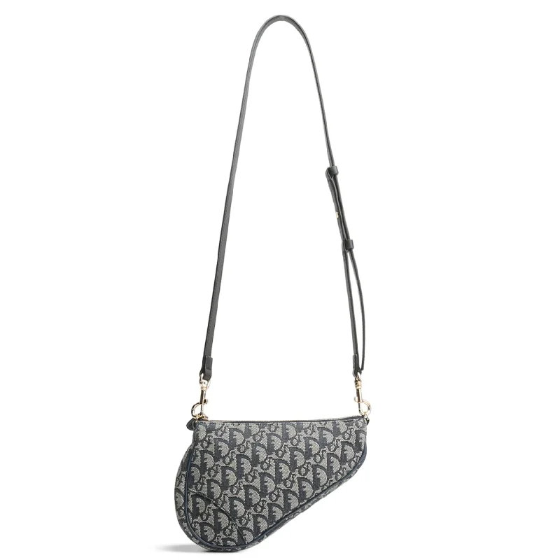 Affordable Bags CHRISTIAN DIOR Vintage Diorissimo Saddle Mini -Navy -OUTLET FINAL SALE