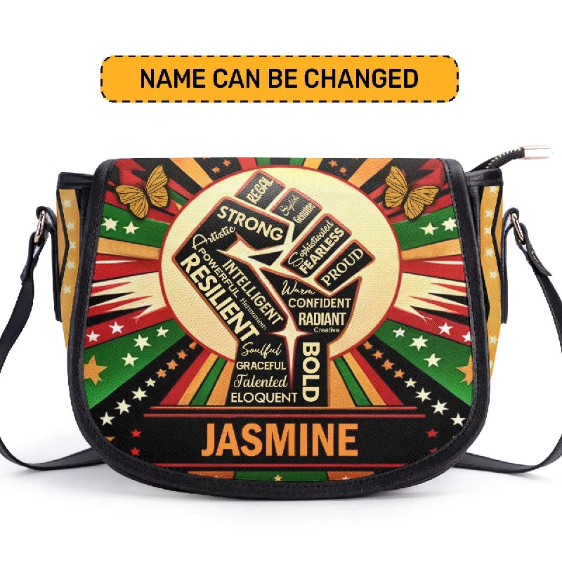 Designer Bags For Luxury Collectors Juneteenth Fist - Personalized Leather Saddle Cross Body Bag SBLSDBT63 Designer Bags For Luxury Collectors Juneteenth Fist - Personalized Leather Saddle Cross Body Bag SBLSDBT63