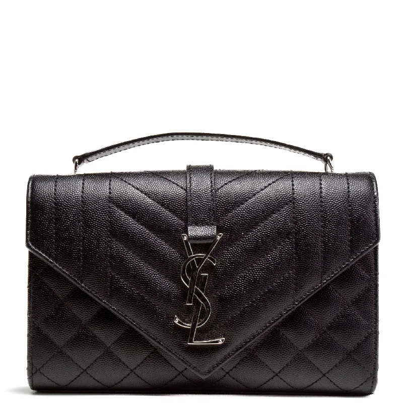 Discounted Designer Bags For Clearance Sale SAINT LAURENT Small Triquilt Envelope Flap Bag - Black