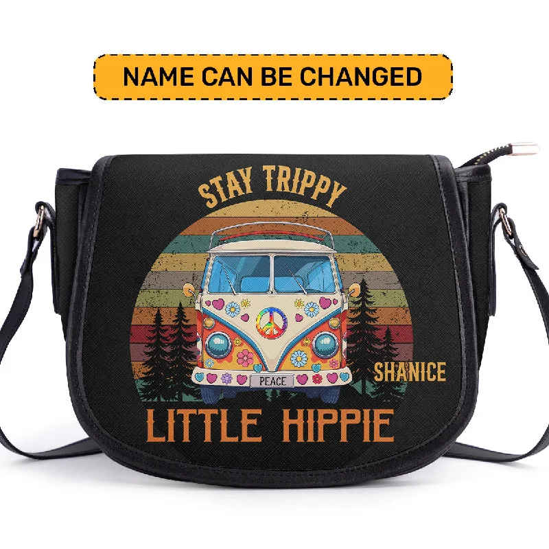 Senior Travelers Stay Trippy Little Hippie - Personalized Leather Saddle Cross Body Bag SBHN13 Senior Travelers Stay Trippy Little Hippie - Personalized Leather Saddle Cross Body Bag SBHN13