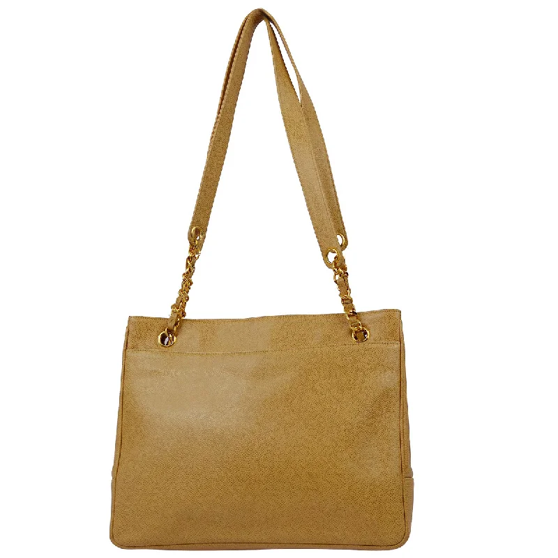 Durable And Fashionable Bags For Daily Use Chanel 1991-1994 Beige Caviar Chain Shoulder Tote Bag Durable And Fashionable Bags For Daily Use Chanel 1991-1994 Beige Caviar Chain Shoulder Tote Bag