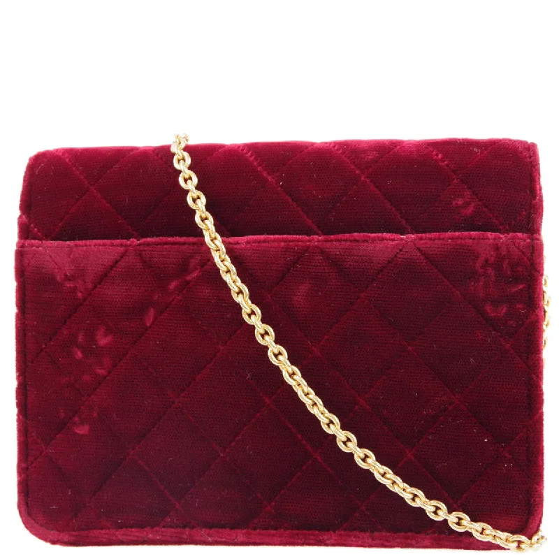 Scratch-Resistant And Luxury Sale Bags Chanel * 1994-1996 Red Velvet Straight Flap Micro Shoulder Bag