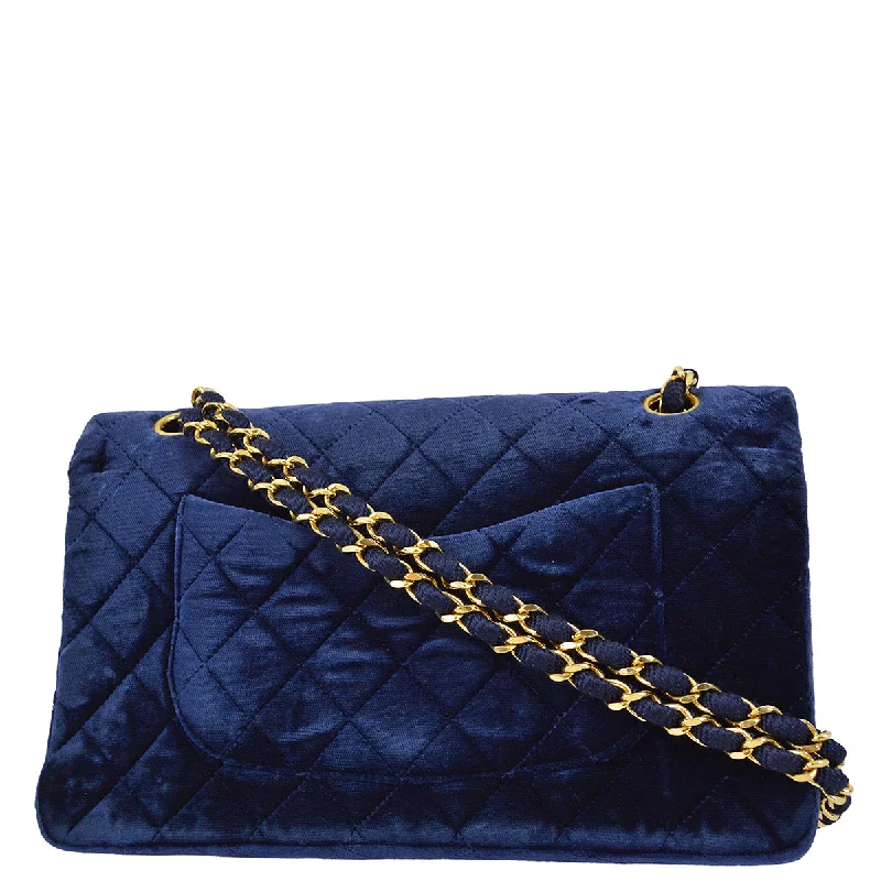 Vibrant Bags With Discounts Chanel 1989-1991 Blue Velvet Medium Classic Double Flap Shoulder Bag Vibrant Bags With Discounts Chanel 1989-1991 Blue Velvet Medium Classic Double Flap Shoulder Bag