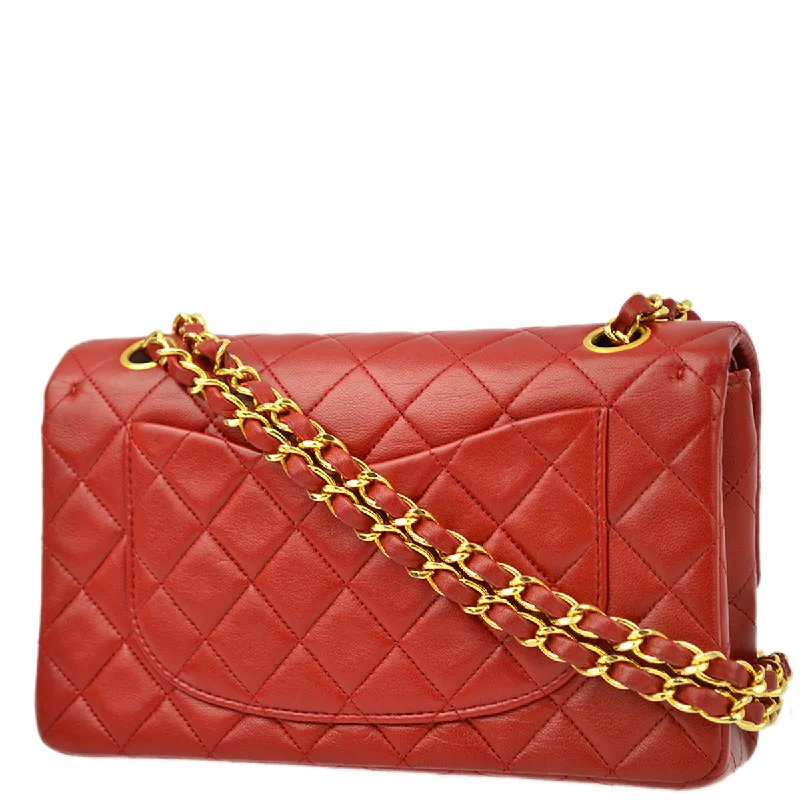 Lightweight Bags With Clearance Prices Chanel * Red Lambskin Small Classic Double Flap Shoulder Bag