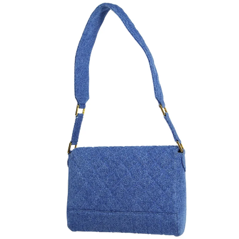 Spacious Bags With Holiday Promotions Chanel 1989-1991  * Straight Flap Shoulder Bag Blue Denim