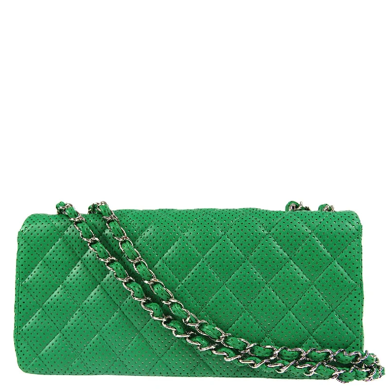 Luxurious Bags With Limited-Time Offers Chanel * 2006-2008 Green Lambskin Perforated East West Shoulder Bag