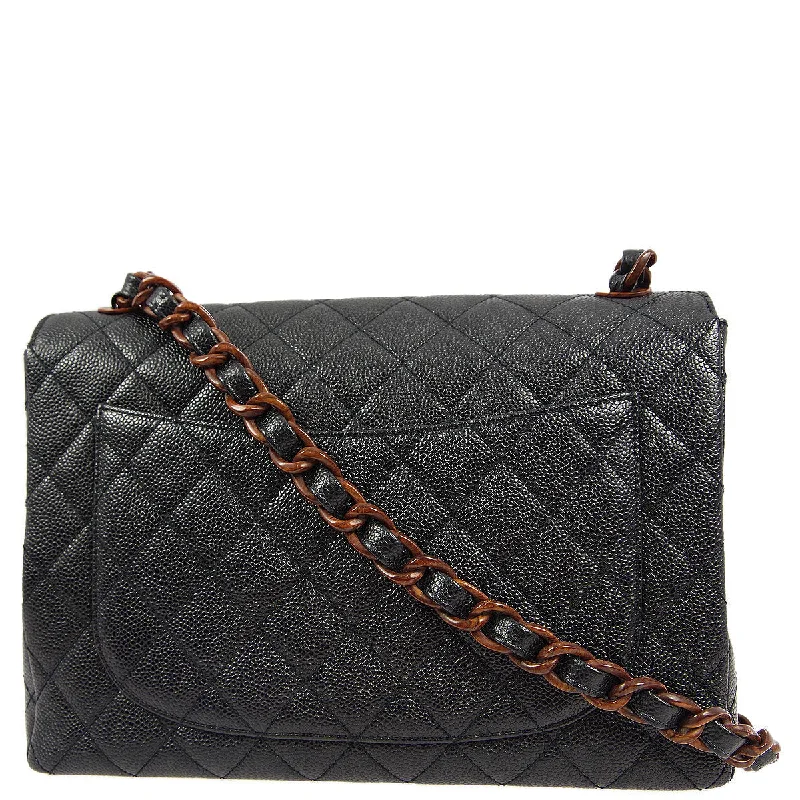 Lightweight And Functional Bags For Travel And Work Chanel * 1997-1999 Black Caviar Jumbo Classic Flap Bag Lightweight And Functional Bags For Travel And Work Chanel * 1997-1999 Black Caviar Jumbo Classic Flap Bag