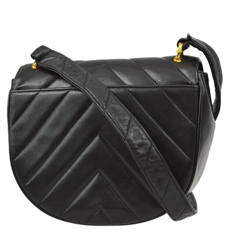 Eco-Friendly Bags For Sustainable Fashion Lovers Chanel 1991-1994 Black Lambskin Chevron Half Moon Shoulder Bag Eco-Friendly Bags For Sustainable Fashion Lovers Chanel 1991-1994 Black Lambskin Chevron Half Moon Shoulder Bag