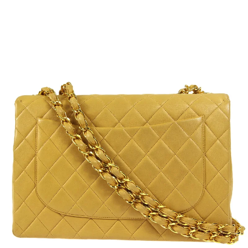 Luxury Bags For Working Professionals Chanel 1994-1996 * Beige Lambskin Jumbo Classic Flap Shoulder Bag Luxury Bags For Working Professionals Chanel 1994-1996 * Beige Lambskin Jumbo Classic Flap Shoulder Bag