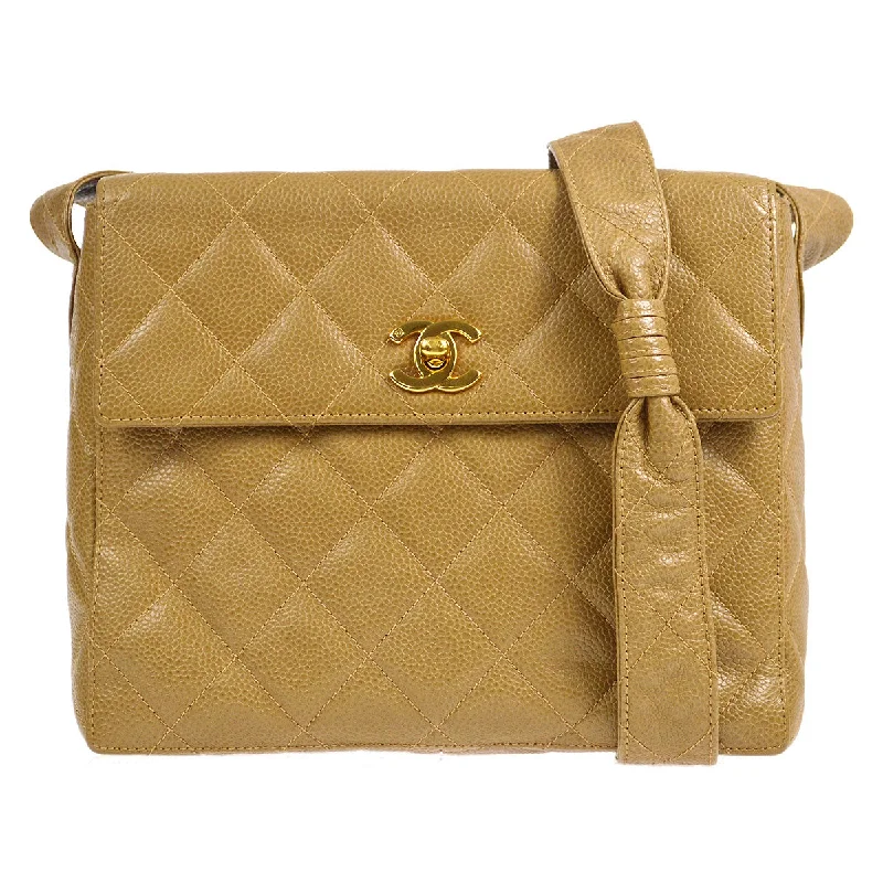 Odor-Resistant And Budget Bags CHANEL * 1996-1997 Flap Box Vanity Shoulder Bag Small Beige Caviar