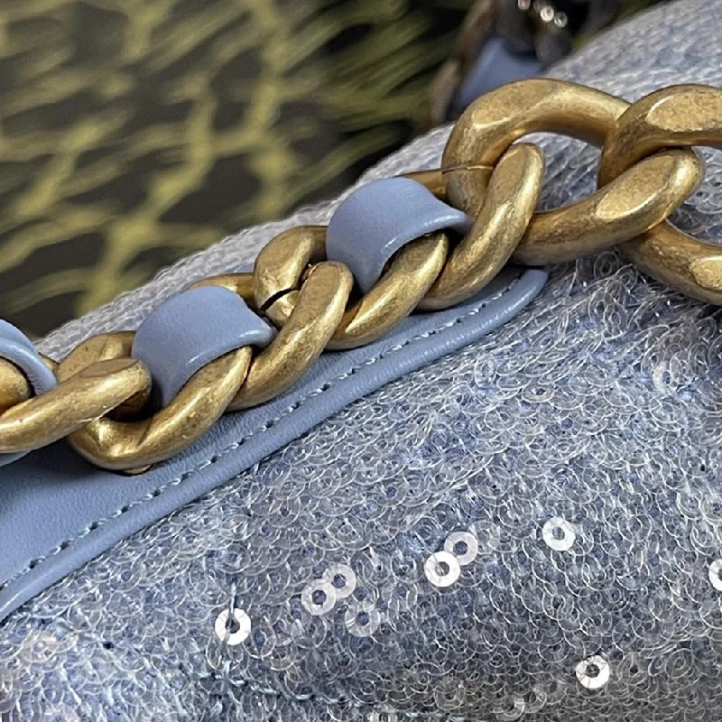Rustic Bags For Outdoor And Nature-Inspired Looks Chanel 19 sequin Flap Bag