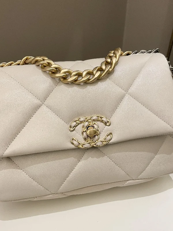Lightweight Bags For Senior Travelers Chanel 19 Flap Bag Beige Lambskin