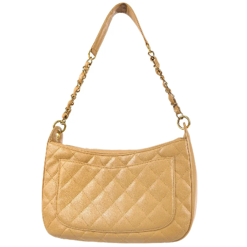 Compact Bags For Minimalist Travelers Chanel 2003-2004 Hobo Bag Beige Caviar