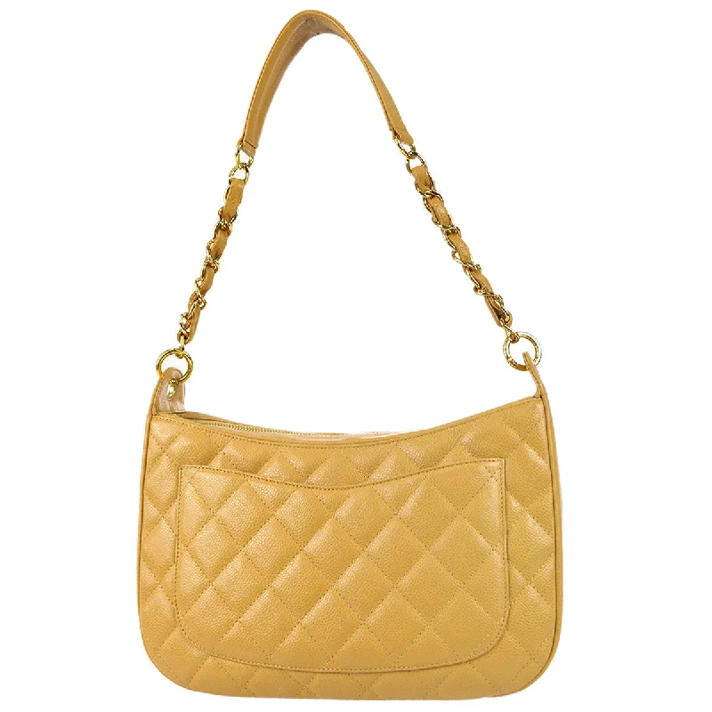 Designer Bags For Luxury Collectors Chanel 2003-2004 Hobo Bag Beige Caviar