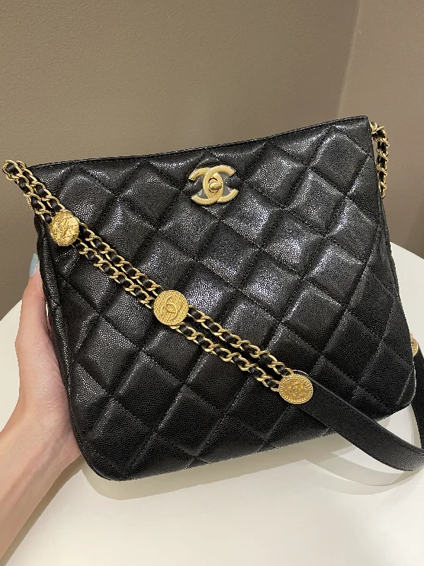 Seasonal Clearance Bags For Summer, Winter, Etc. Chanel 22A Twist Your Button Hobo Bag Black Caviar