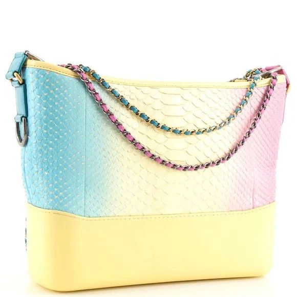 Seasonal Clearance Bags For Summer CHANEL CC PYTHON GABRIELLE HOBO BAG IN YELLOW MULTICOLOR