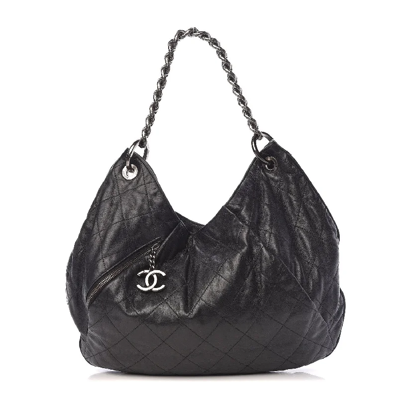 Cyber Monday Discounts On Bags CHANEL COCO PLEATS QUILTED CALFSKIN LARGE HOBO BAG
