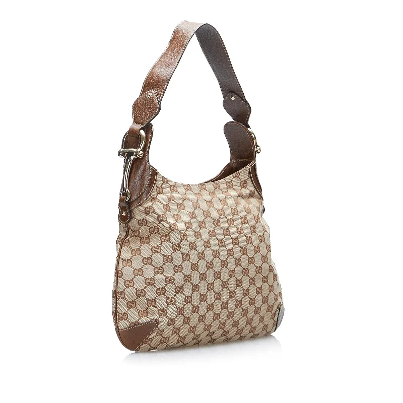 Bags With Discounts Gucci GG Canvas Horsebit Creole Hobo Bag (SHG-y6YgpM)
