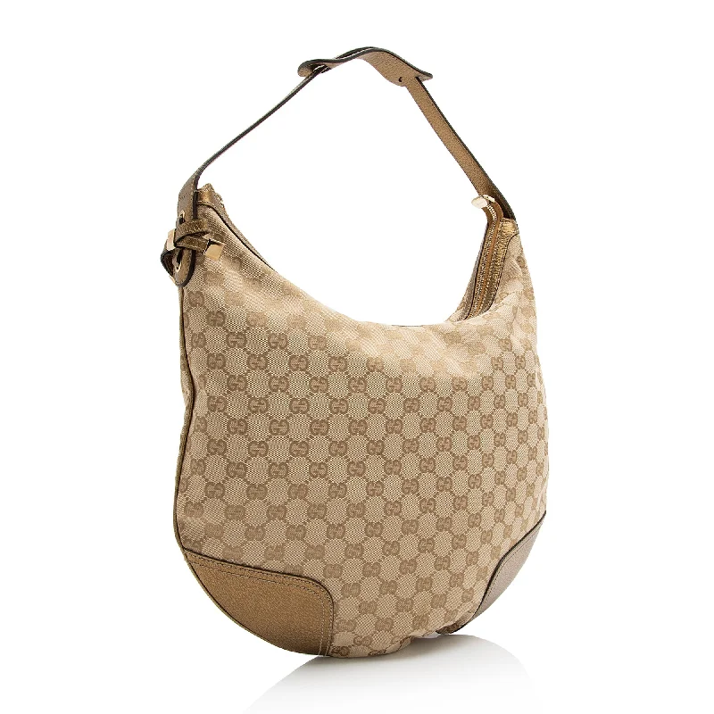 Glamorous Bags For Evening Events And Parties Gucci GG Canvas Metallic Leather Princy Large Hobo (SHF-23778) Glamorous Bags For Evening Events And Parties Gucci GG Canvas Metallic Leather Princy Large Hobo (SHF-23778)
