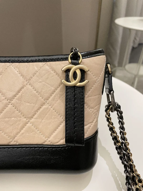 Tote Bag For Office Use Chanel Quilted Gabrielle Hobo Beige/ Black Aged Calfskin