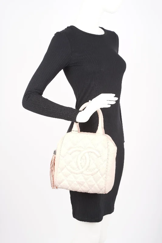 Vintage-Inspired Chanel Womens Lambskin Hobo Tassel Bag Pink Small