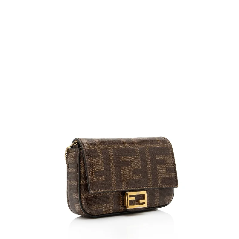 Clearance-Priced Bags Fendi Zucca Spalmati Nano Baguette Charm Crossbody Bag (SHF-rpZREp)