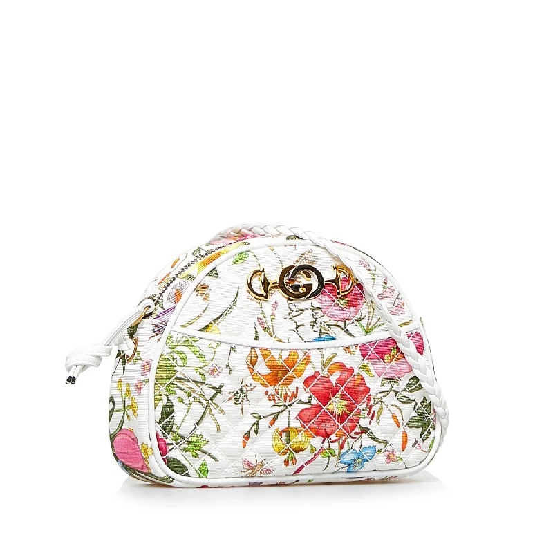 Seasonal Clearance Bags For Summer, Winter, Etc. Gucci Flora Trapuntata Mini Canvas Crossbody Bag (SHG-jDooXz)